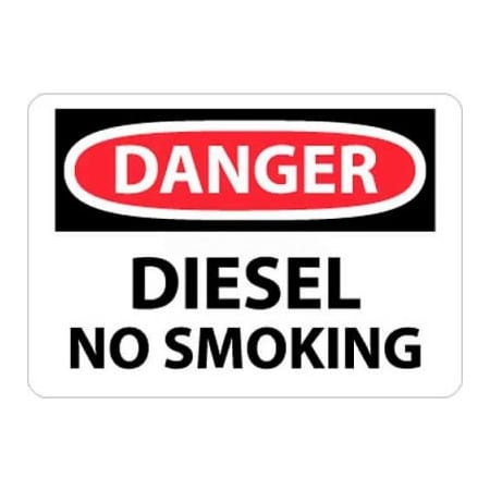 National Marker Co NMC OSHA Sign, Danger Diesel No Smoking, 10in X 14in, White/Red/Black D18AB